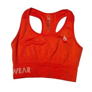 Vibrant Orange Racerback Sports Bra with Textured Fabric